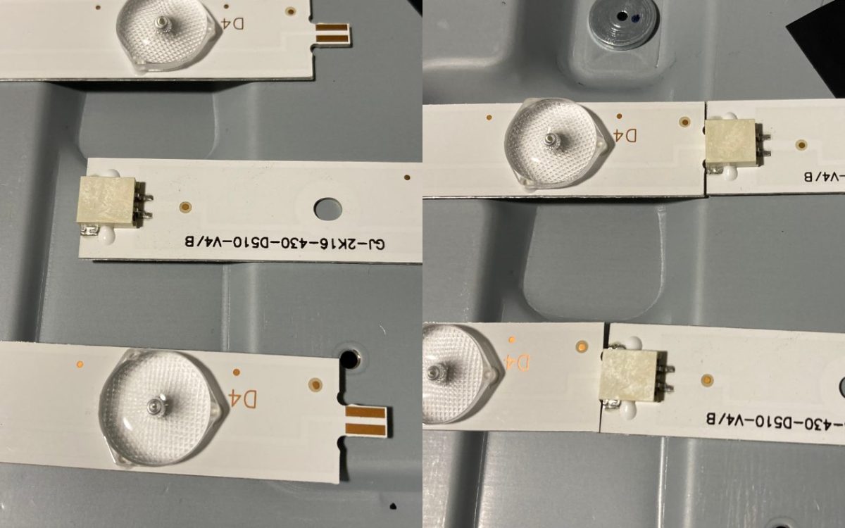 分離タイプの液晶バックライトのコネクター部分と接続した状態